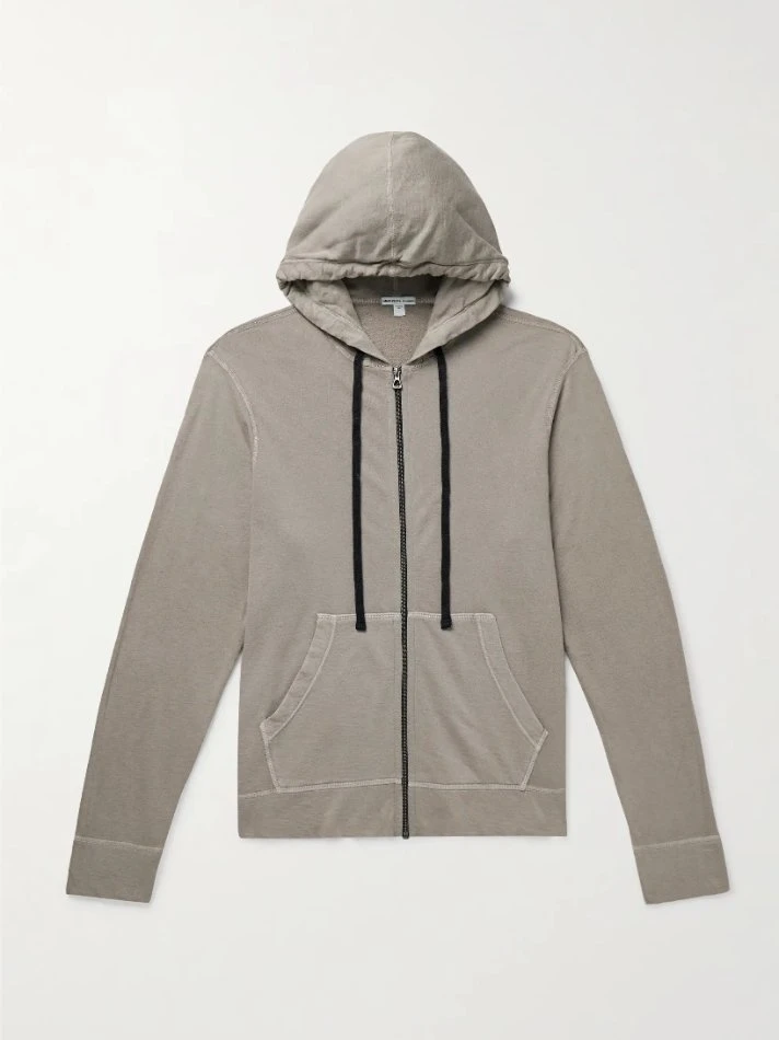 James Perse Garment-Dyed Cotton-Jersey Zip-Up Hoodie