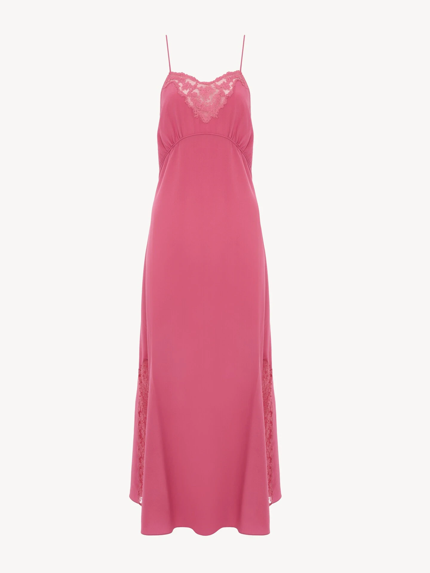 Chloe Long lingerie dress in crêpe de chine & lace - Women's Clothing