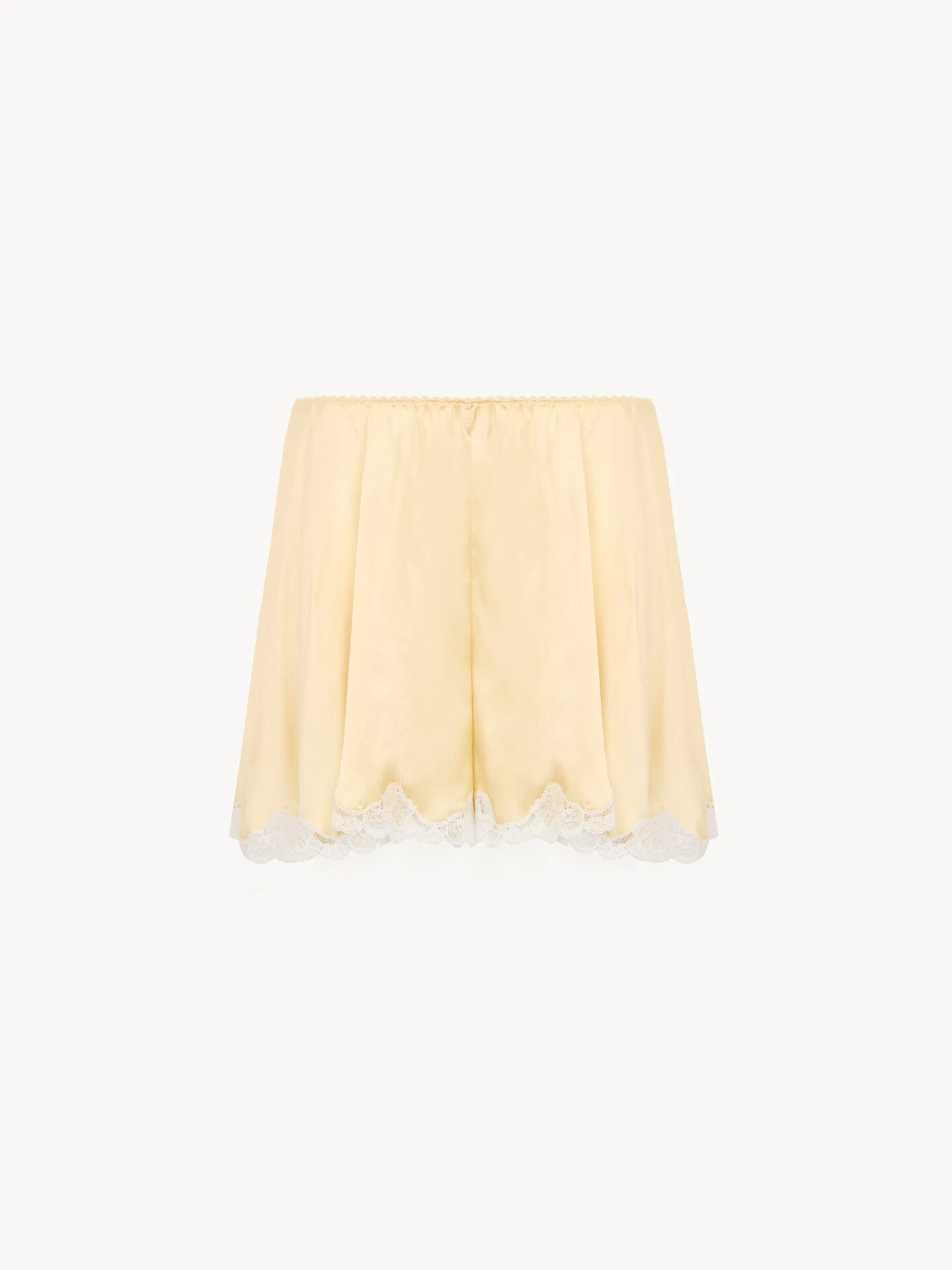 Chloe Fluid shorts in washed silk satin & lace