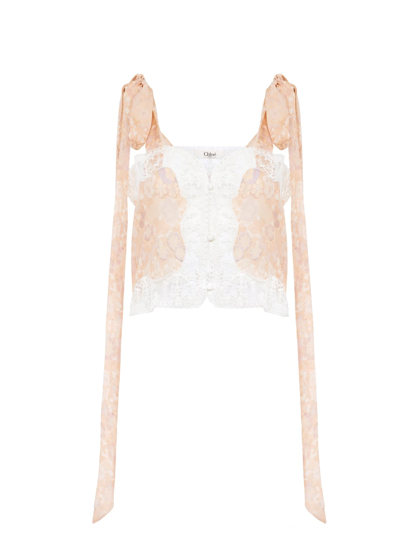 Chloe Knotted-strap cropped top in silk charmeuse & lace - Women's Clothing