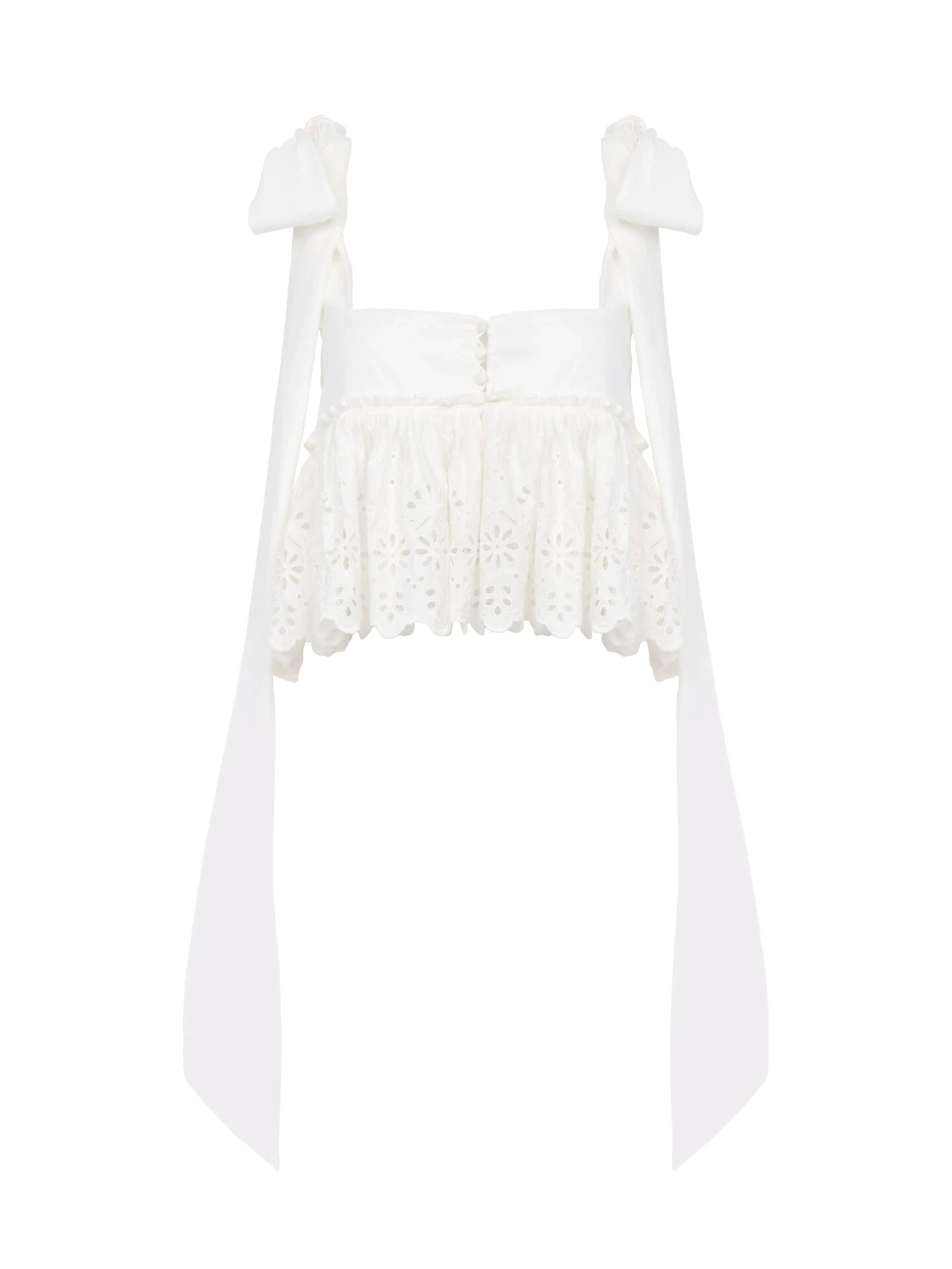 Chloe Knotted-strap cropped top in soft cotton