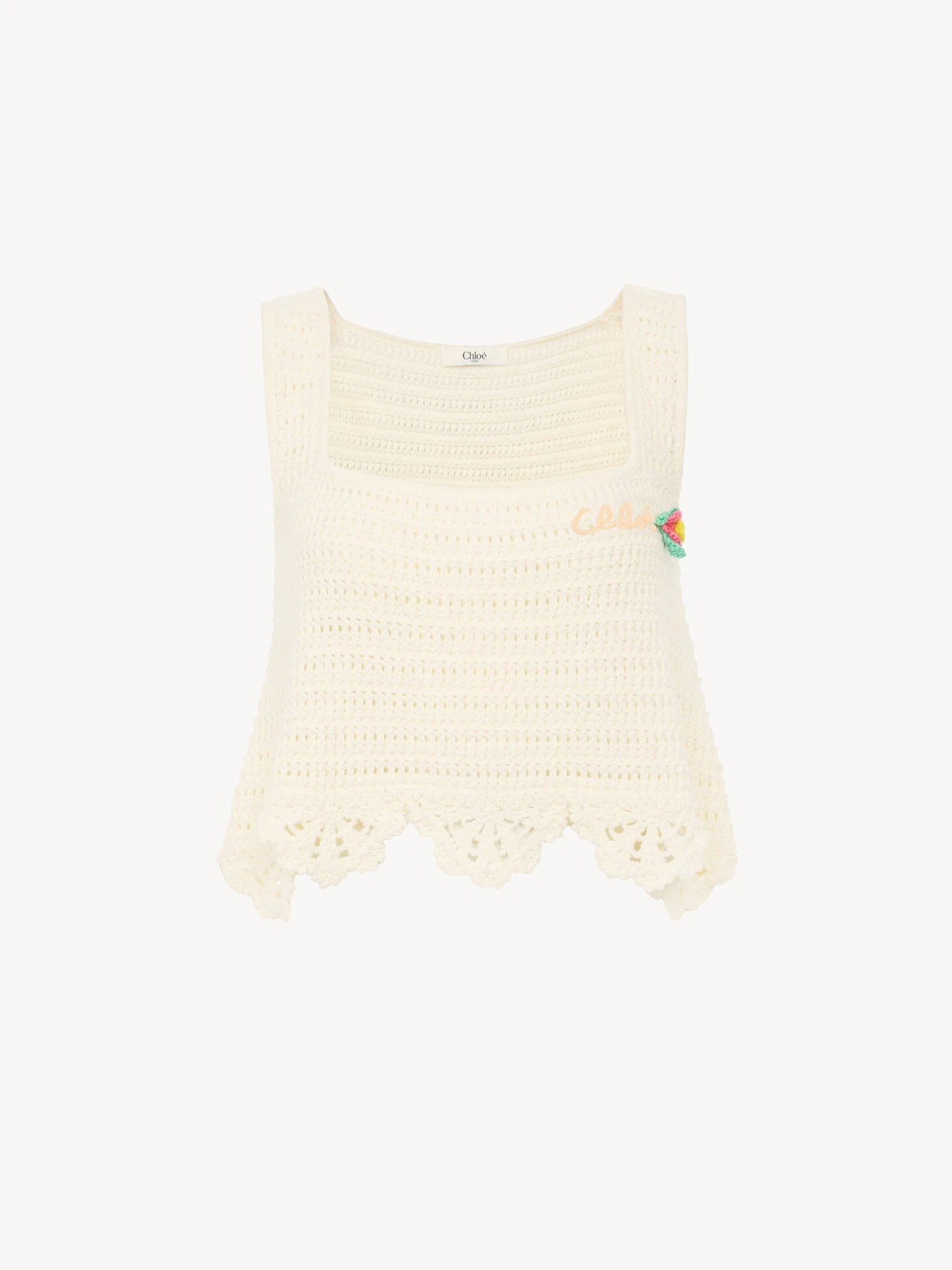 Chloe Sleeveless cropped top in crochet knit - Women's Clothing