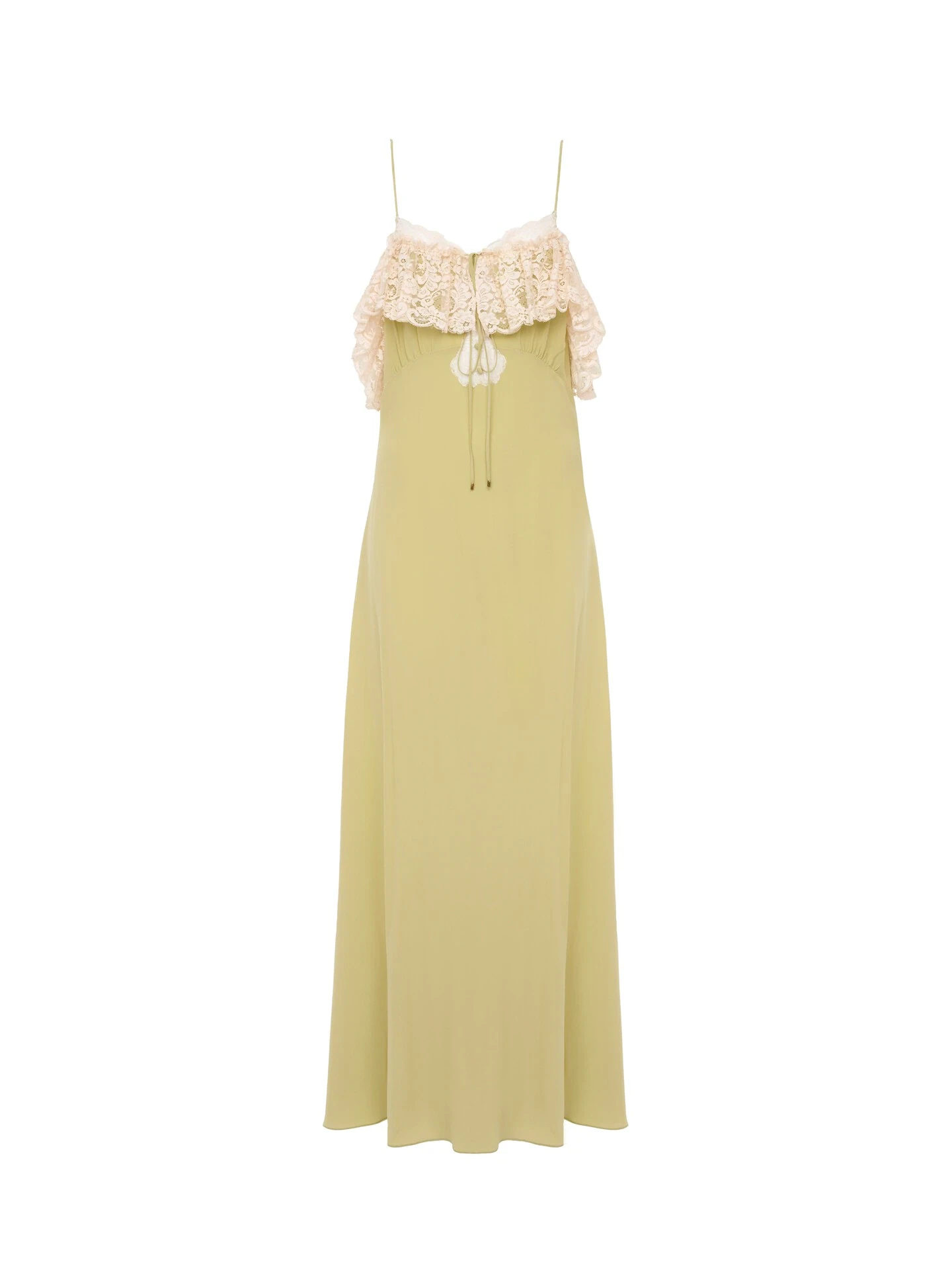 Chloe Thin-strap long dress in crêpe de chine & lace - Women's Clothing