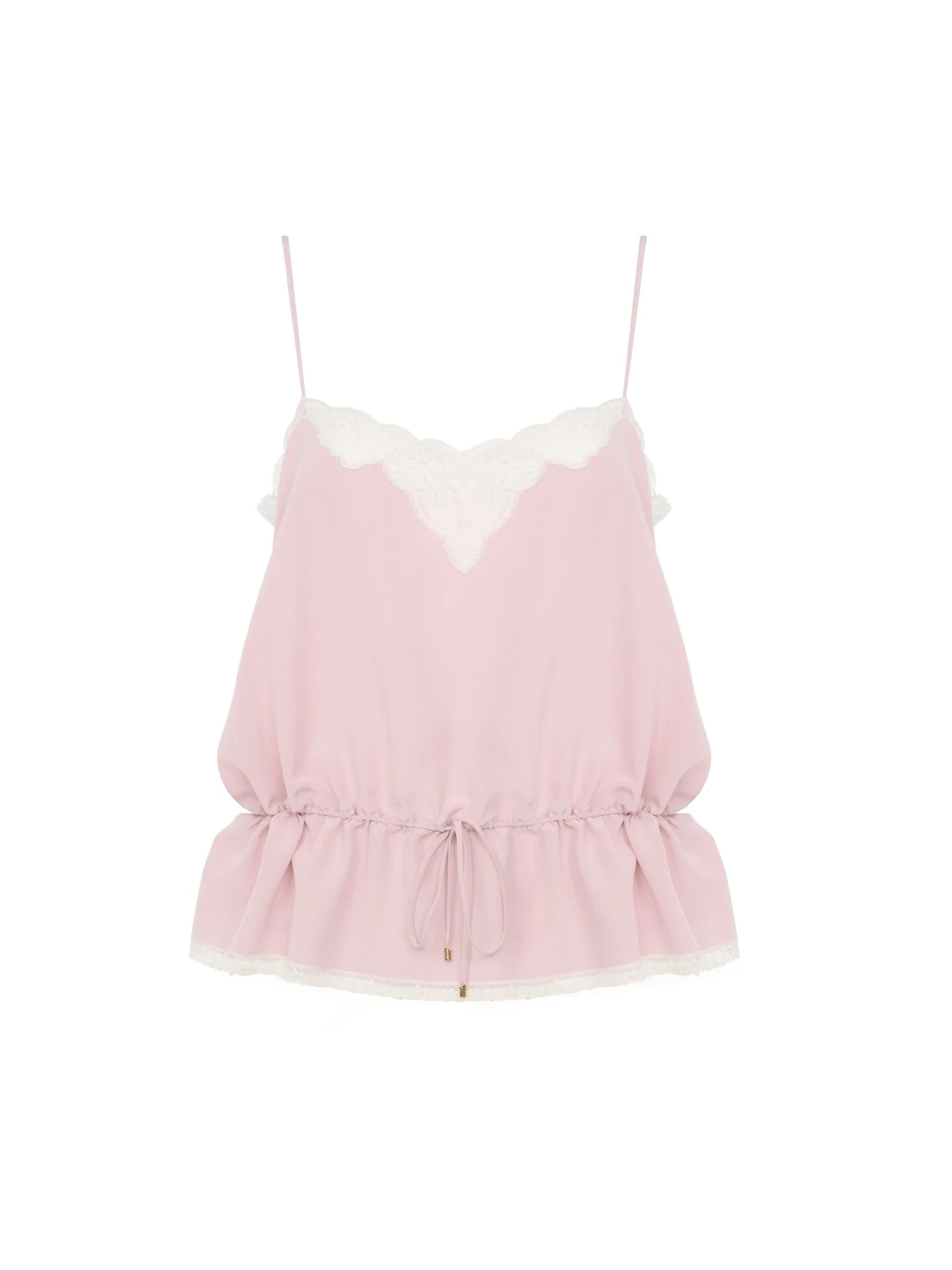 Chloe Drawstring camisole top in crêpe de chine & lace - Women's Clothing