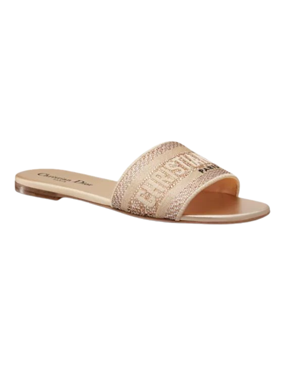 Dior Dway Slide Cotton Embroidered with Metallic Thread and Gold-Tone Strass