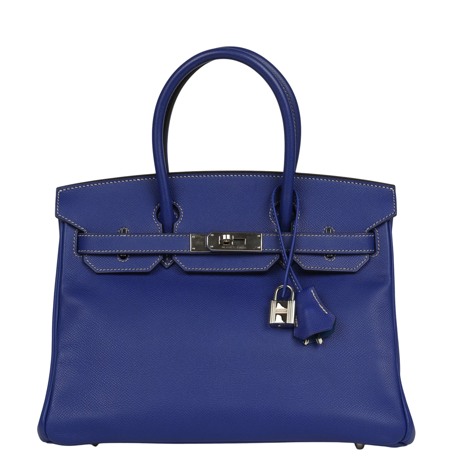 hermes Pre-owned Hermes Birkin 30 Bleu Electric Candy Verso Epsom Palladium Hardware