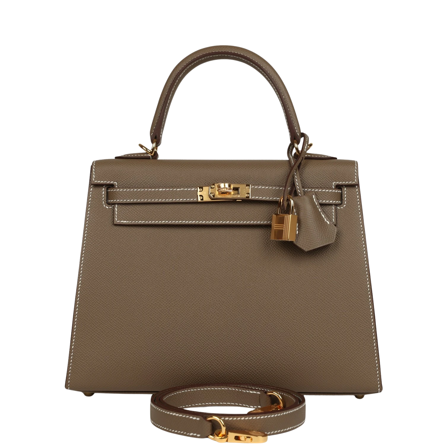 hermes Hermes Kelly Sellier 25 Etoupe Epsom Gold Hardware