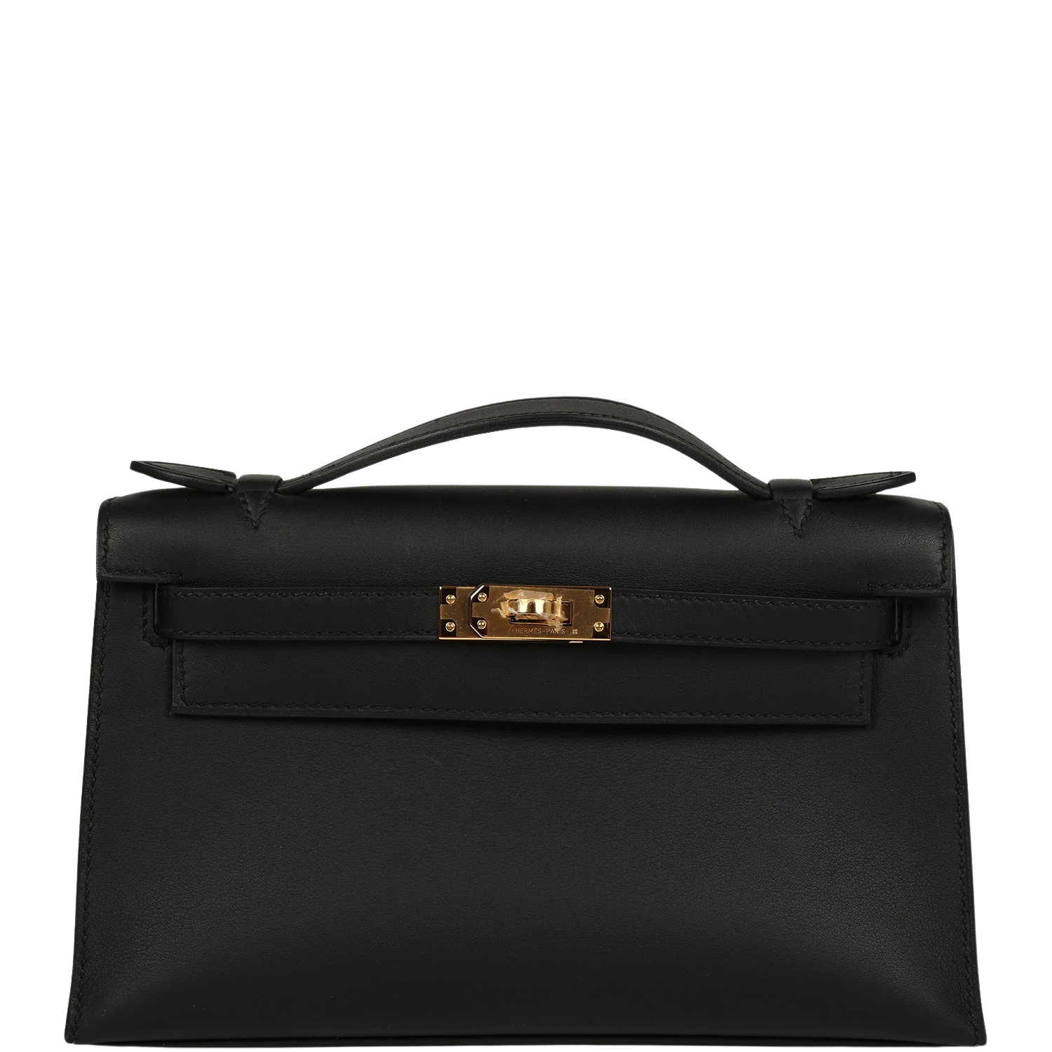 hermes Pre-owned Hermes Kelly Pochette Black Swift Gold Hardware