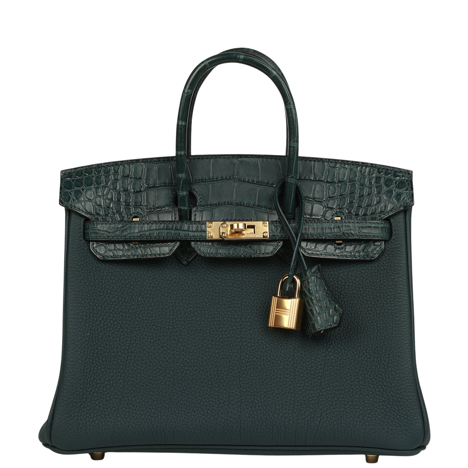 hermes Hermes Birkin 25 Vert Cypress Togo and Matte Alligator Touch Gold Hardware
