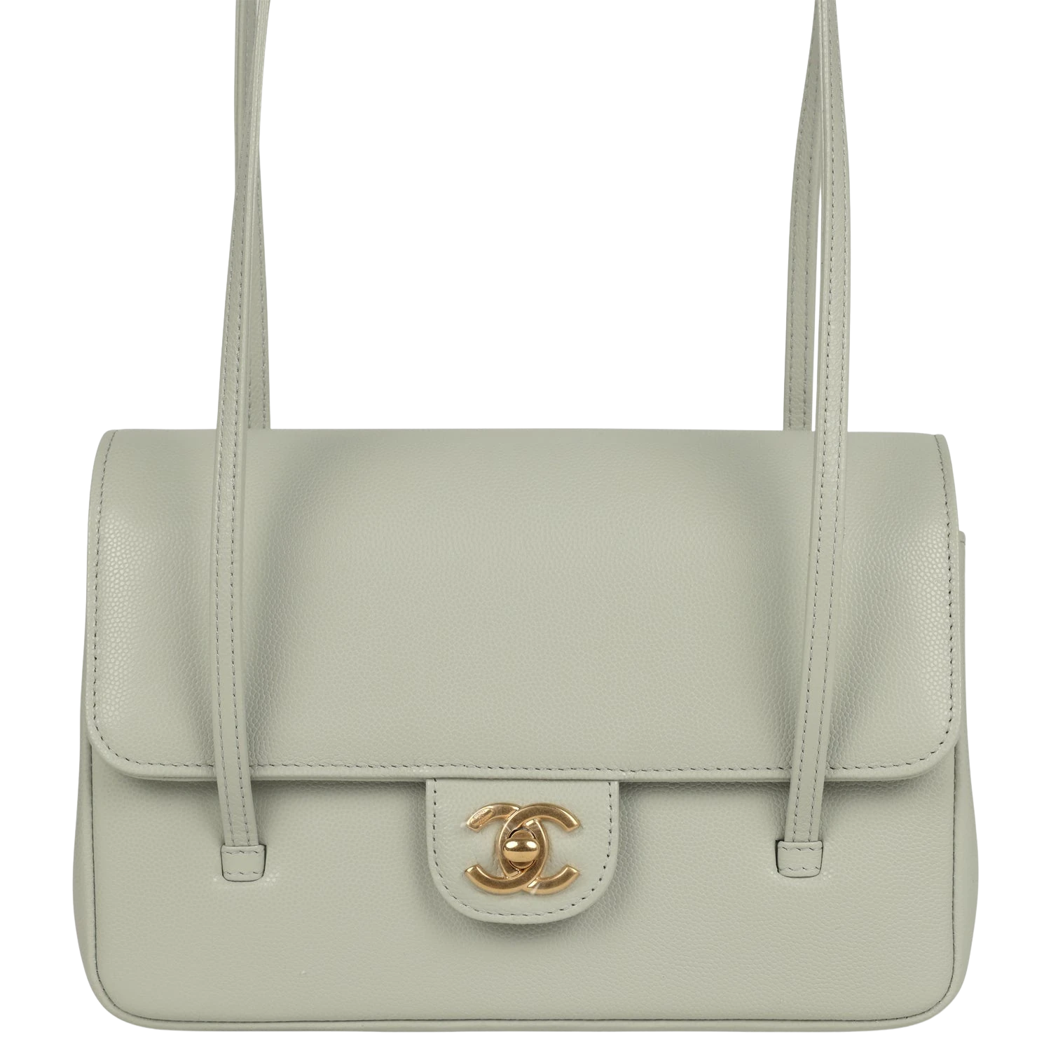 Chanel Chanel Small Preppy Coco Flap Bag Light Shiny Green Caviar Brushed Gold Hardware