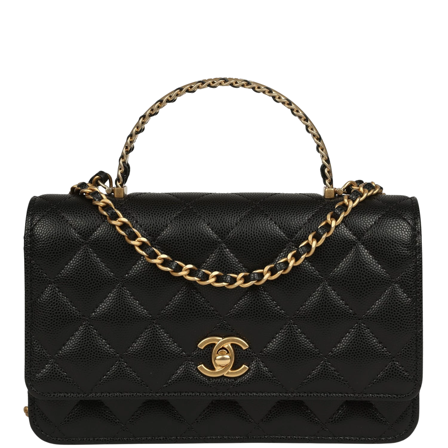 Chanel Chanel Top Handle Wallet On Chain WOC Black Shiny Caviar Brushed Gold Hardware