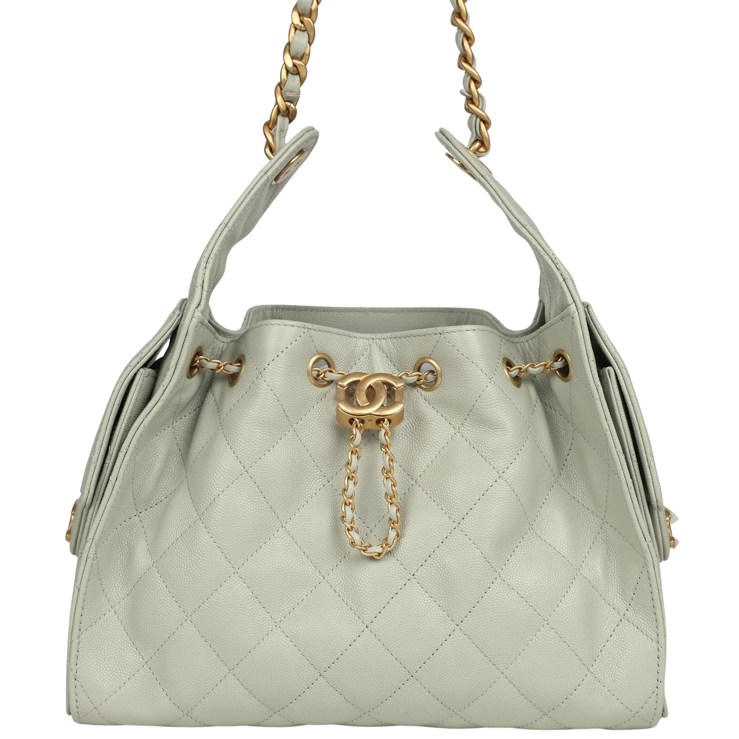 Chanel Chanel Small 25 Hobo Bag Light Green Caviar Antique Gold Hardware