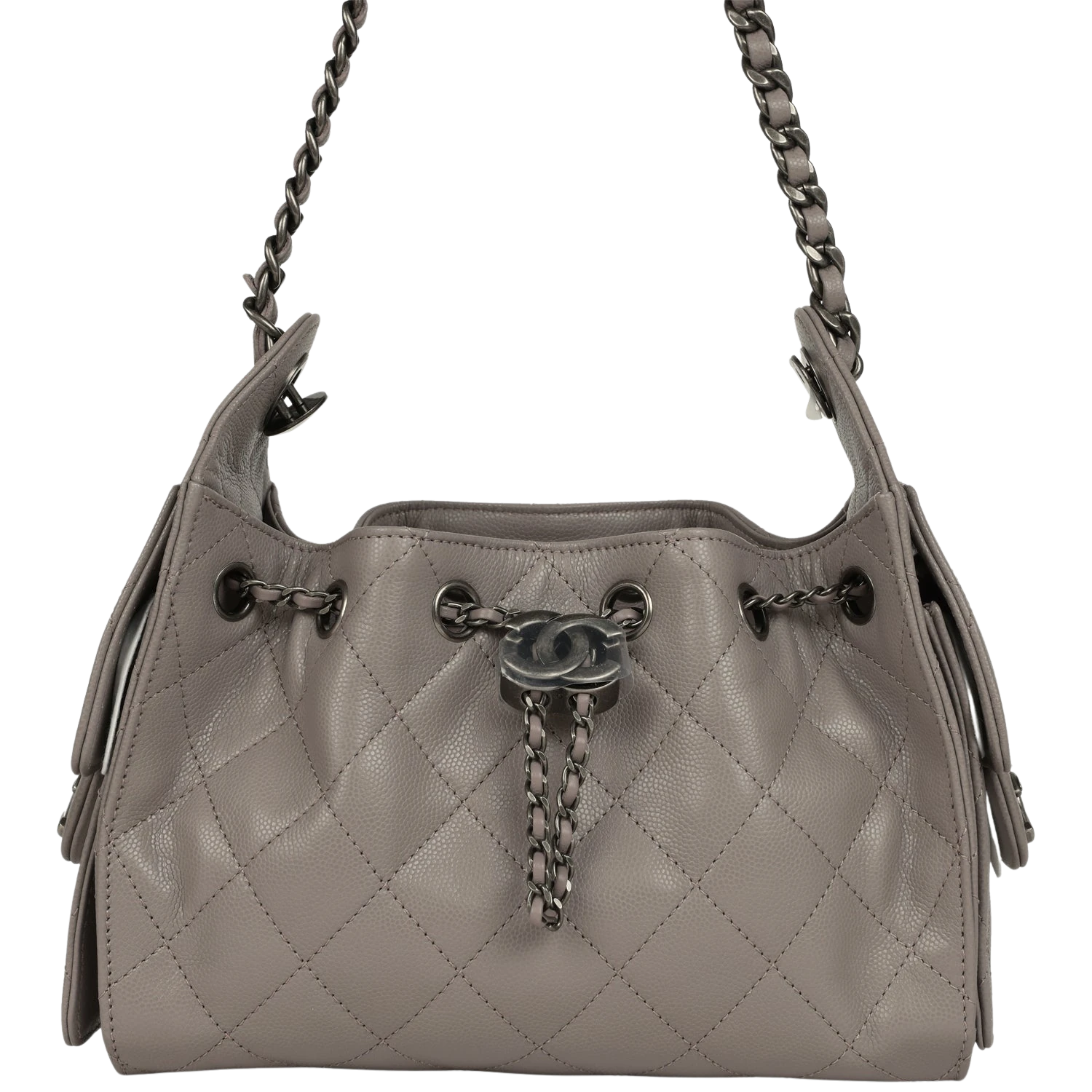 Chanel Chanel Mini 25 Hobo Bag Dark Grey Caviar Aged Ruthenium Hardware