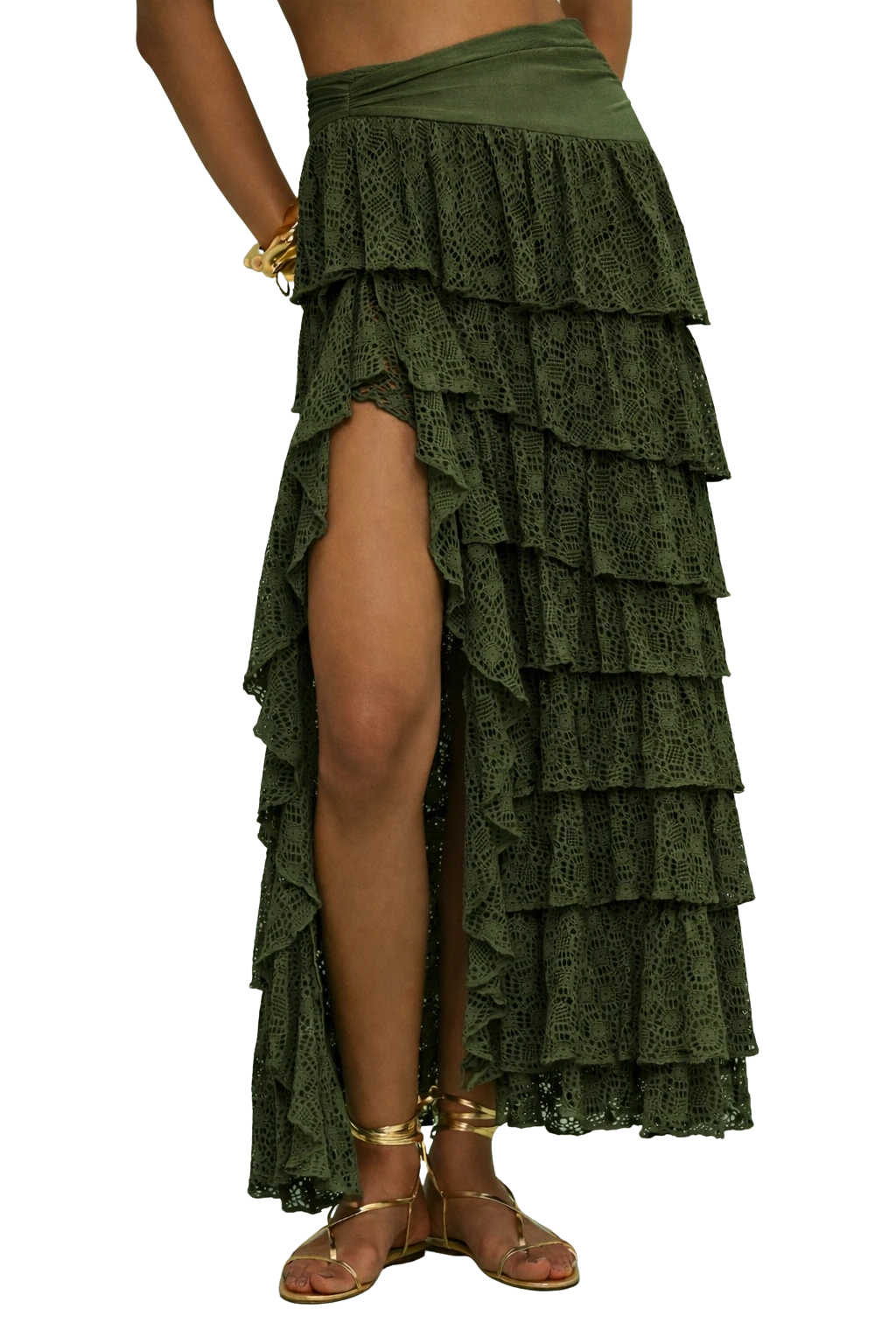 PatBo SIRENA LYCRA RUFFLE MAXI SKIRT